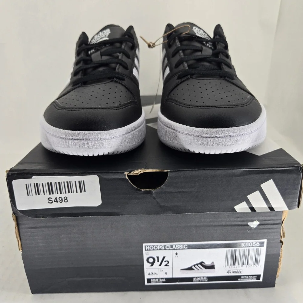 Adidas Hoops Classic Mens 9.5 Sneakers Black White KI1056 Low Top Shoes